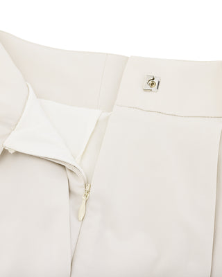 Logo Embellished Pleated Skirt (Beige)