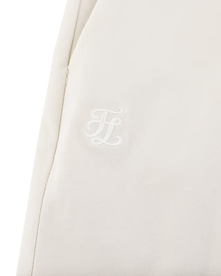 Logo Embellished Pleated Skirt (Beige)