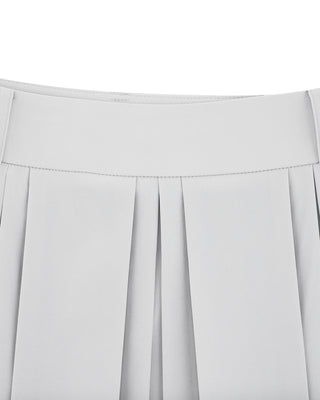 Logo Embellished Pleated Skirt (Grey)
