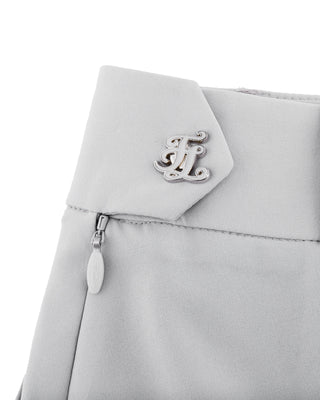 Logo Embellished Pleated Skirt (Grey)