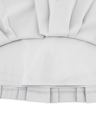 Logo Embellished Pleated Skirt (Grey)