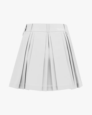 Logo Embellished Pleated Skirt (Grey)