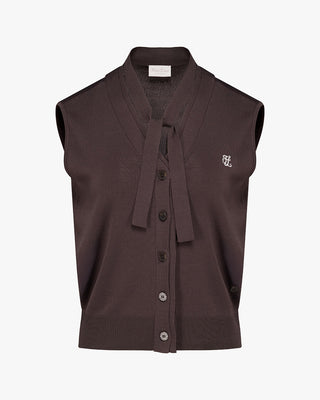 2 way Tie Knit Vest (Cocoa)