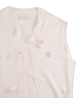 2 way Tie Knit Vest (Ivory)