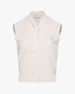 2 way Tie Knit Vest (Ivory)