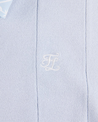 Patterned Neck Ribbon Sleeveless Knit (Blue)