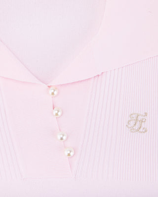 Open Collar Pearl Point Neck Knit (Pink)