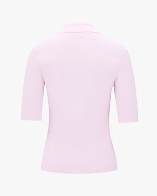 Open Collar Pearl Point Neck Knit (Pink)