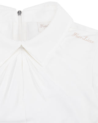 Front Shirring Sleeveless T Shirt (White)