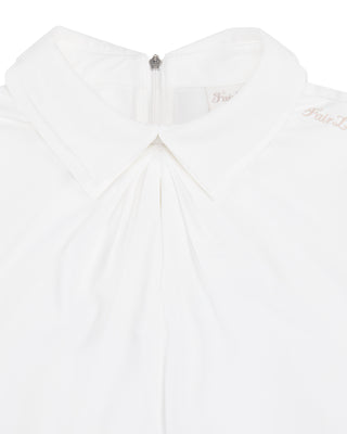 Front Shirring Sleeveless T Shirt (White)