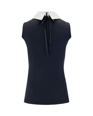 Big Collar Ribbon Sleeveless T Shirt (Black)
