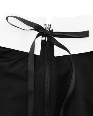 Big Collar Ribbon Sleeveless T Shirt (Black)