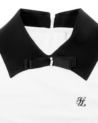 Big Collar Ribbon Sleeveless T Shirt (White)