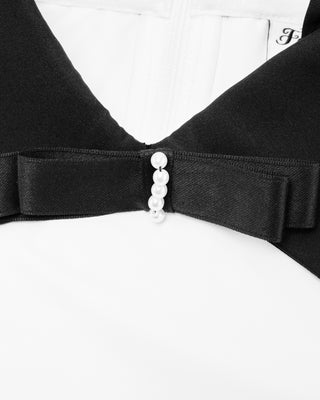 Big Collar Ribbon Sleeveless T Shirt (White)