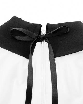 Big Collar Ribbon Sleeveless T Shirt (White)