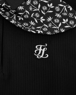 Patterned Ribbon Detachable T Shirt (Black)