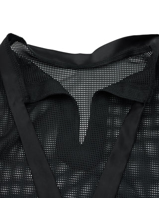 Mesh Crop Short Sleeve and Sleeveless Set (Black)