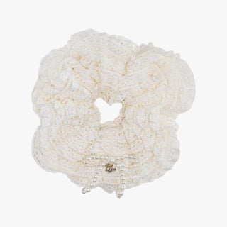 Crochet Lace Scrunchie (Cream)