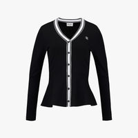 Eyelet Peplum Cardigan (Black)