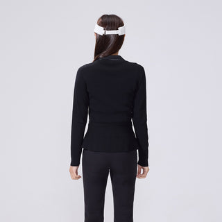 Eyelet Peplum Cardigan (Black)