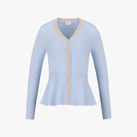 Eyelet Peplum Cardigan (Blue)