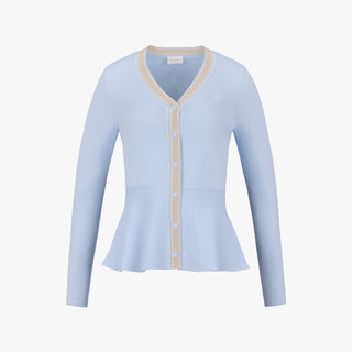 Eyelet Peplum Cardigan (Blue)