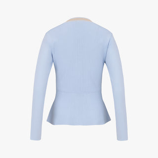 Eyelet Peplum Cardigan (Blue)