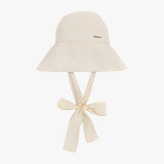 Ribbon Wide-brimmed Sun Hat (Cream)