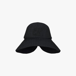 Mesh Big Ribbon Bonnet Hat (Black)