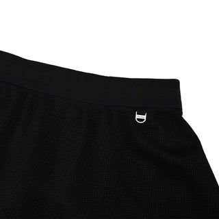 Waffle Banded Shirred Skirt (Black)