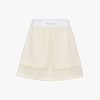 Waffle Banded Shirred Skirt (Cream)