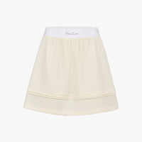 Waffle Banded Shirred Skirt (Cream)