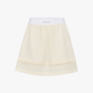 Waffle Banded Shirred Skirt (Cream)