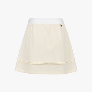 Waffle Banded Shirred Skirt (Cream)