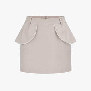 Lace Trim Flap Skirt (Beige)