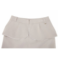Lace Trim Flap Skirt (Beige)