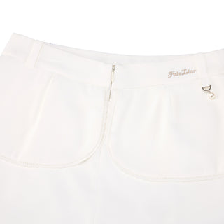 Lace Trim Flap Skirt (White)