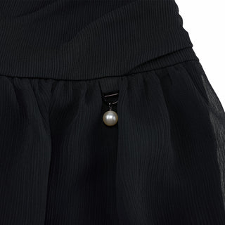Tulle Drape Skirt (Black)