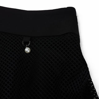 Mesh Double Flare Skirt (Black)