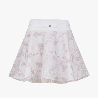 Flower Lace Flare Skirt (White)