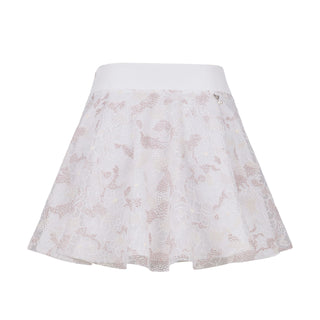Flower Lace Flare Skirt (White)