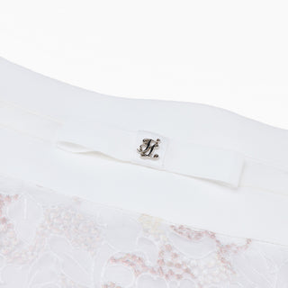 Flower Lace Flare Skirt (White)