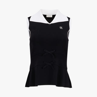 Ribbon Point Sleeveless Knit (Black)