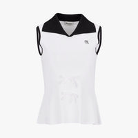 Ribbon Point Sleeveless Knit (White)