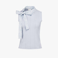 Sleeveless Ribbon Pattern Scarf Knit (Blue)