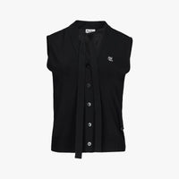 Tie Sleevless Cardigan Knit (Black)