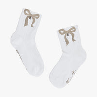 Ribbon Jacquard Summer Ankle Socks (White)