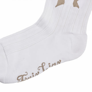 Ribbon Jacquard Summer Ankle Socks (White)