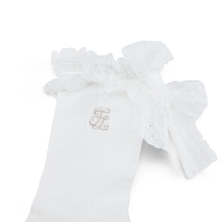 Lace Ribbon Summer Ankle Socks (White)