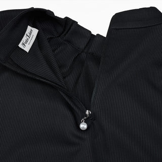 Neck Shirring T-Shirt (Black)